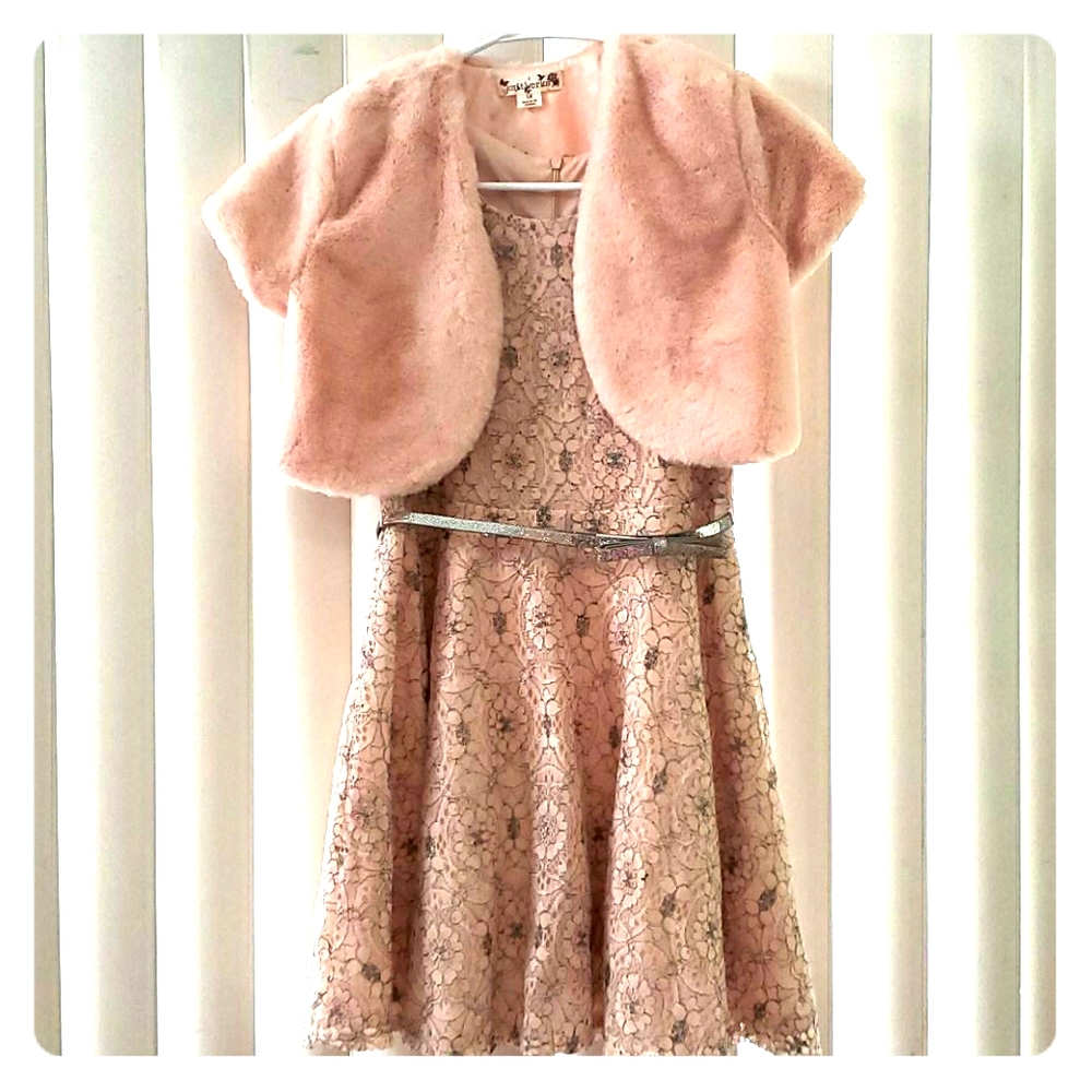 Fancy Girls Dress with Short Sleeve Jacket